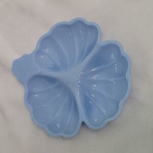 Wonderful Vintage Blue Delphite Jeanette Doric Shell Candy Dish